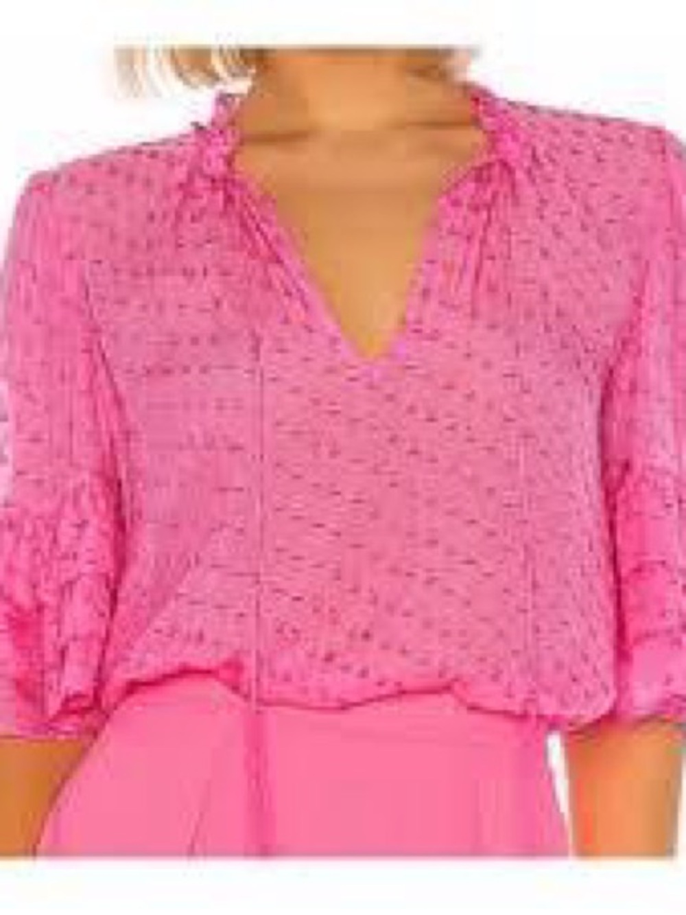 Alice + Olivia Hot Pink V-Neck Ruffle Sleeve Blouse Small